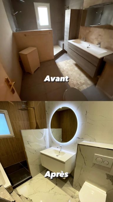 Avant, après pour salle d'eau en maison de particulier