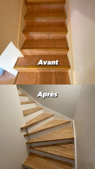 Avant, après d'escalier décoratif pour maison individuelle