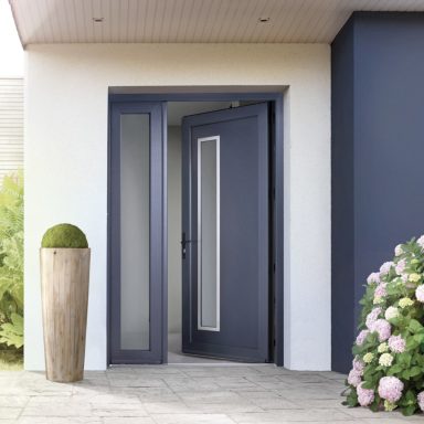 Porte d'entrée matière PVC gris anthracite